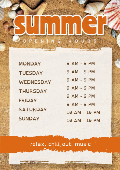Summer Opening Hours Template | PosterMyWall