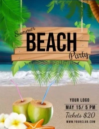 summer party, beach party, spring 传单(美国信函) template
