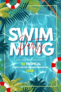 Summer party ,pool party ,spring Poster template