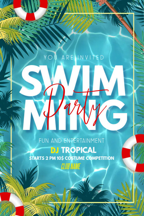 Summer party ,pool party ,spring Plakkaat template