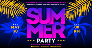 SUMMER PARTY BANNER Изображение, которым поделились на Facebook template