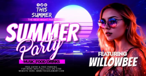 Niebieski Summer Night Party Isithombe Esabiwe ku-Facebook Template