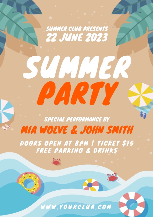SUMMER PARTY Template | PosterMyWall