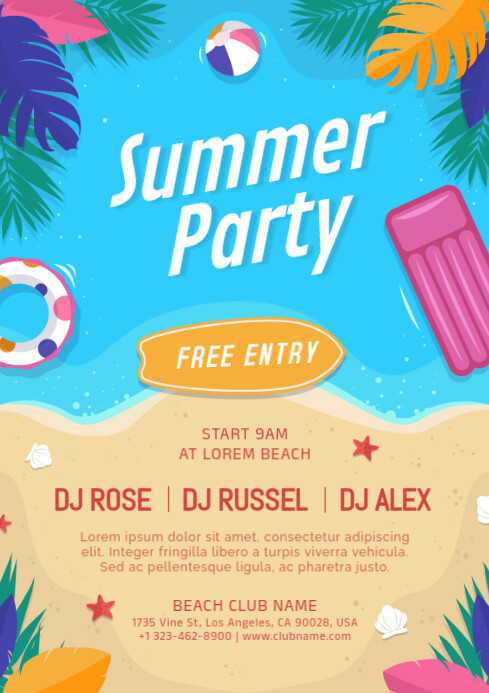 summer party A4 template