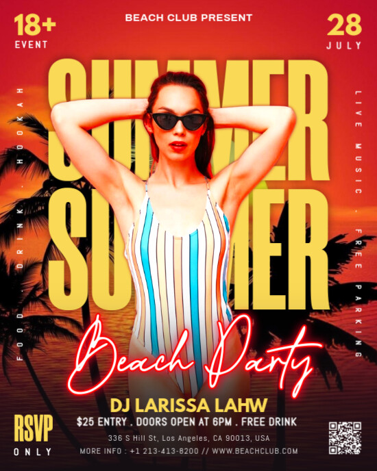 summer party Instagram Portrait template