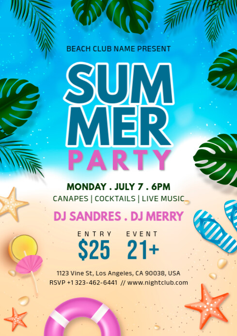 summer party A4 template