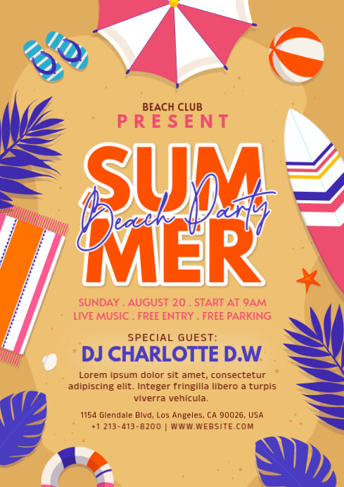 summer party A4 template