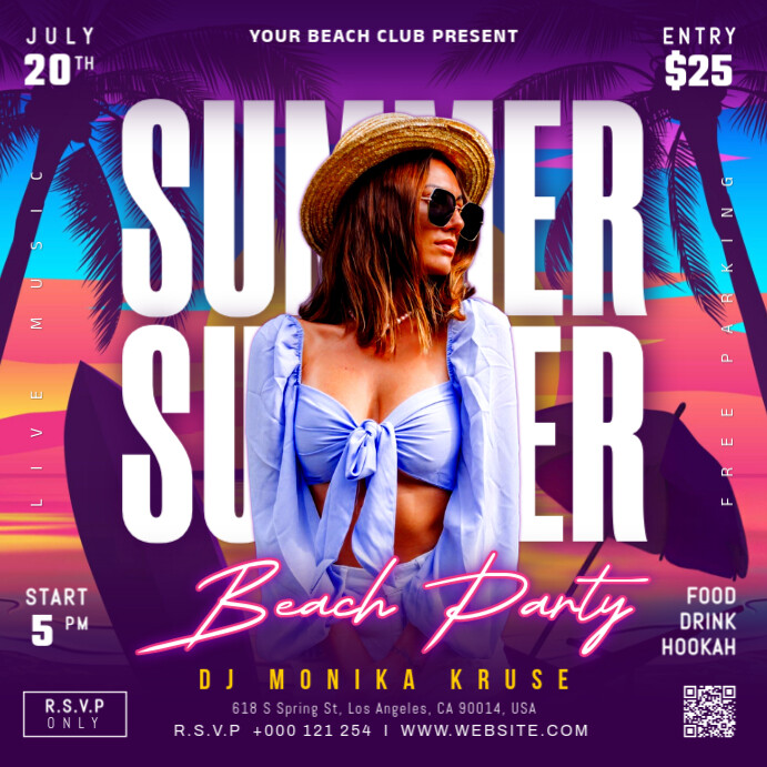 summer party Instagram 帖子 template