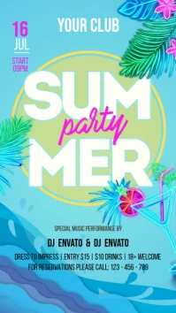 Summer Party Digital Display (9:16) template