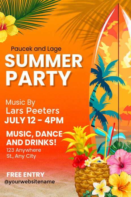 Summer Party Event Poster Iphosta template