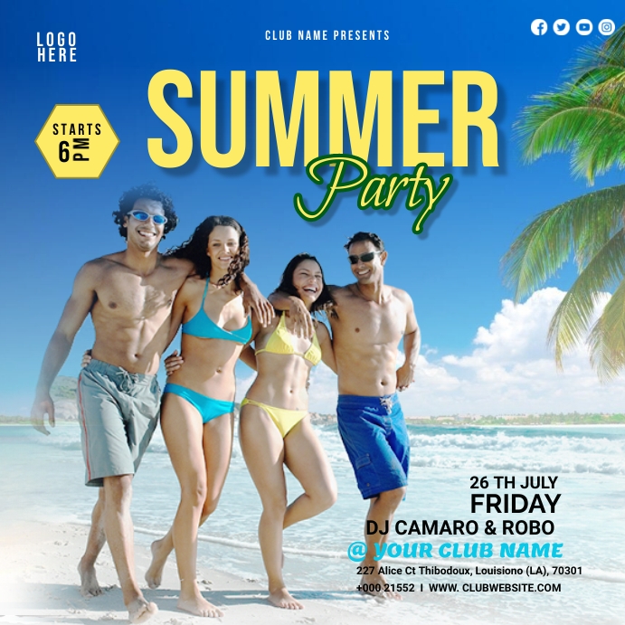 Summer Party Events Post Instagram template