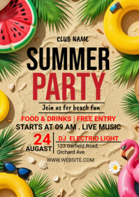 Summer Party Flyer, Hello Summer, Summer A4 template