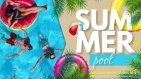 Summer Party Flyer, Hello Summer, Summer Vídeo de portada de Facebook (16:9) template