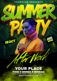 summer party flyer A5 template