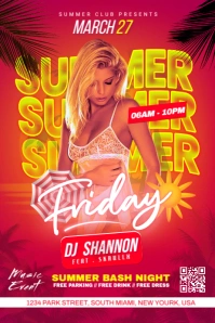 Summer Party Flyer Banner 4' × 6' template