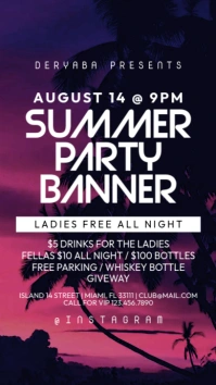 Summer Party Instagram Banner Template Story 数字显示屏 (9:16)