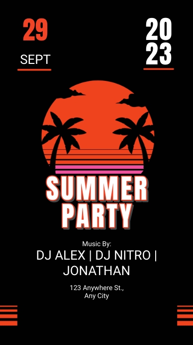 Summer Party Instagram Story 数字显示屏 (9:16) template