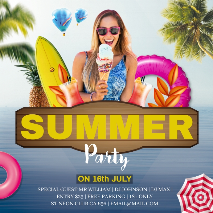 Summer Party Instagramme post template
