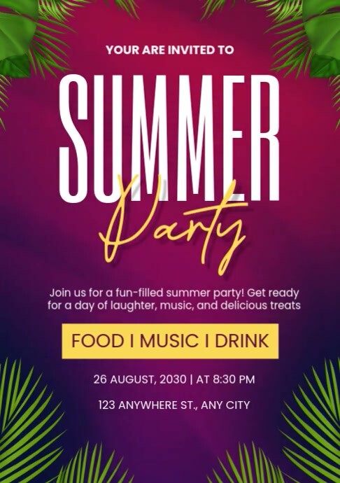 Summer Party Invitation Template | PosterMyWall