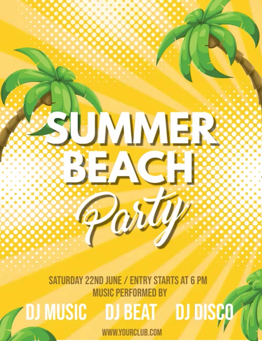 Summer Party Video,Summer Video, Summer Beach Party Video Flyer (US Letter) template
