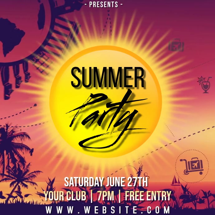 summer party video ad TEMPLATE Kwadrat (1:1)