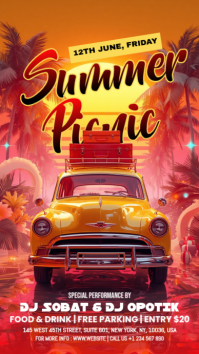Red Summer Picnic Event Digitalt display Template