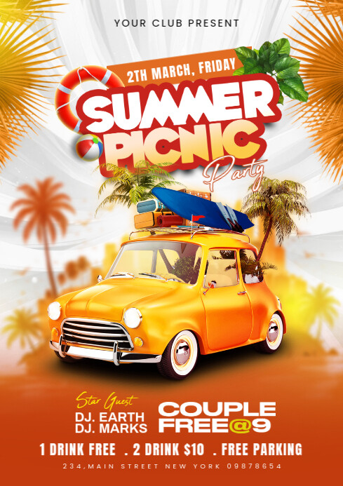 Summer Picnic Festival Party A4 template