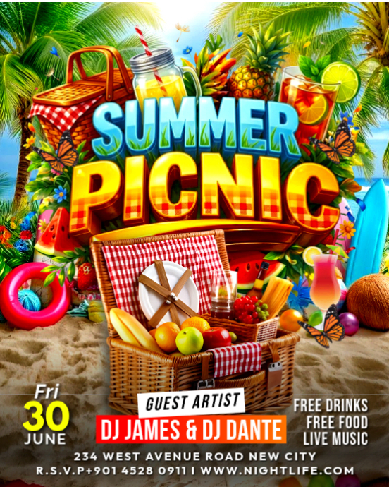 Summer Picnic Event Template | PosterMyWall