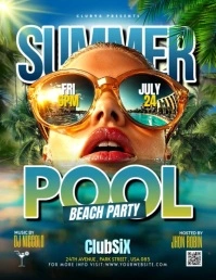 summer pool beach party flyer poster template