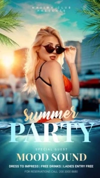 Summer Pool Party Ad Instagram Story template