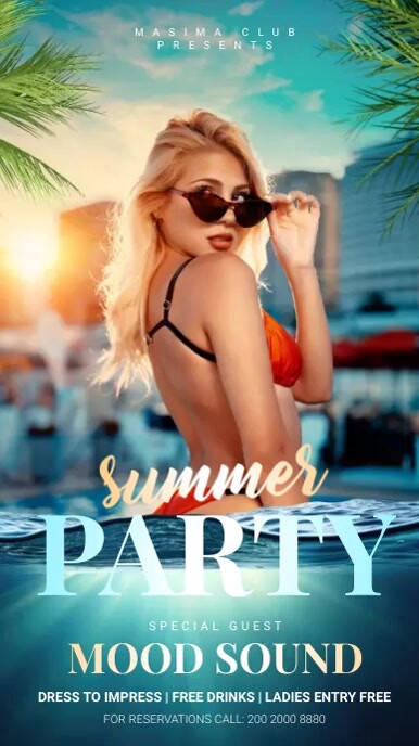 Summer Pool Party Ad Template | PosterMyWall Summer Pool Party Ad Template | PosterMyWall