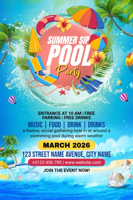 Plantilla de Summer Pool Party Ads | PosterMyWall