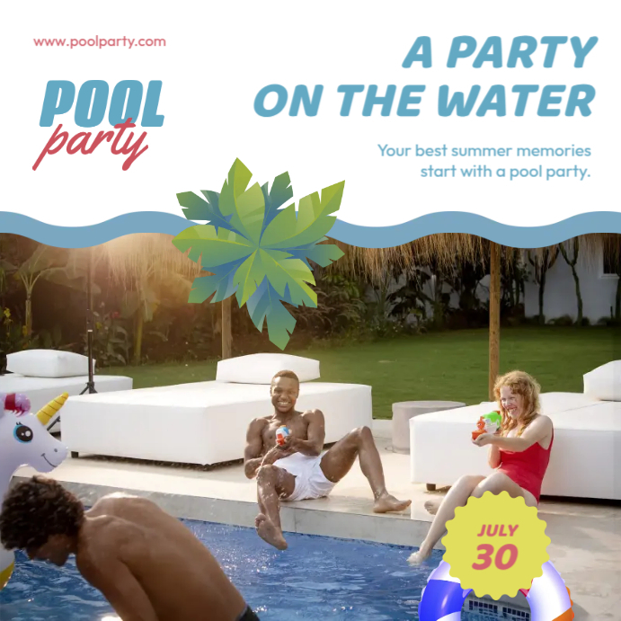 Summer Pool Party Ads Post Instagram template