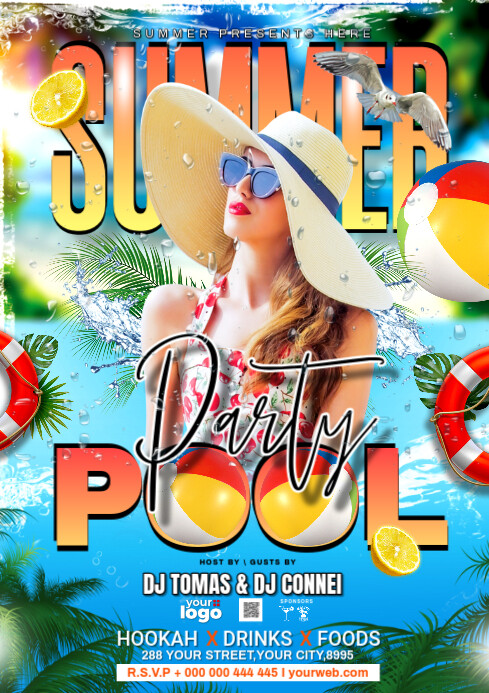 SUMMER POOL PARTY A1 template