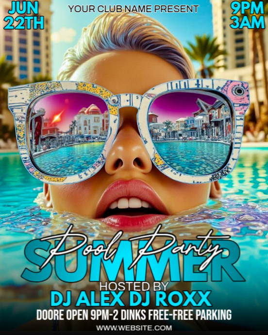 Summer pool party Instagram Portrait template