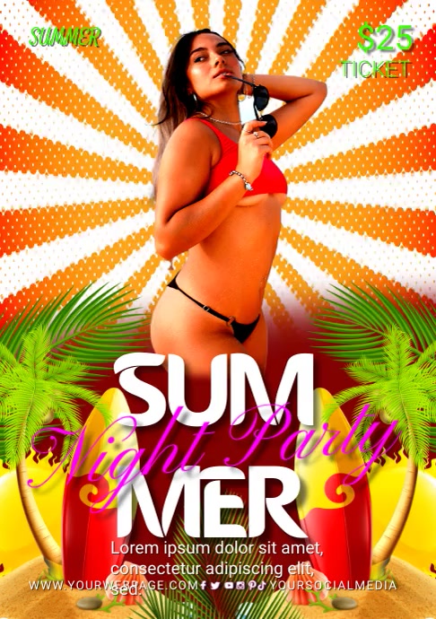 SUMMER POOL PARTY A1 template