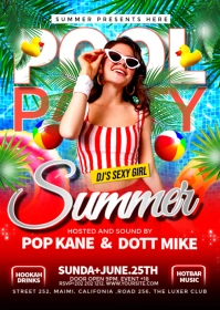 SUMMER POOL PARTY A6 template