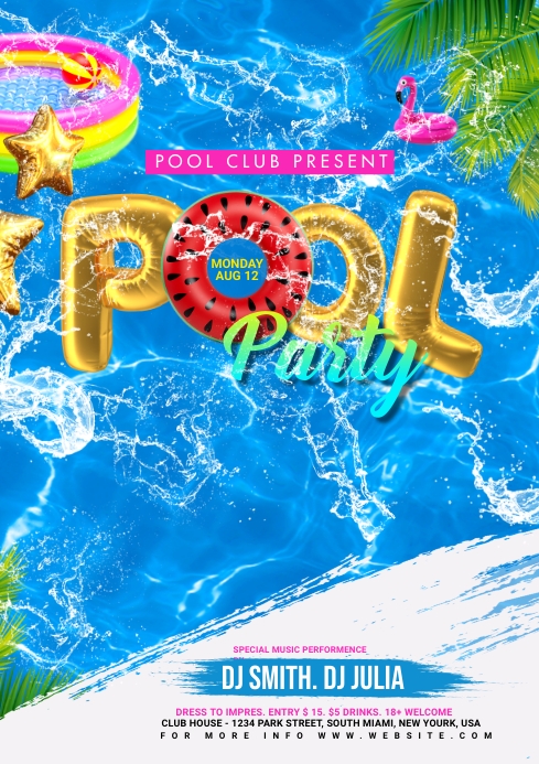 Summer Pool Party A3 template