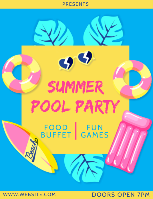 SUMMER POOL PARTY EVENT ad FLYER TEMPLATE Løbeseddel (US Letter)