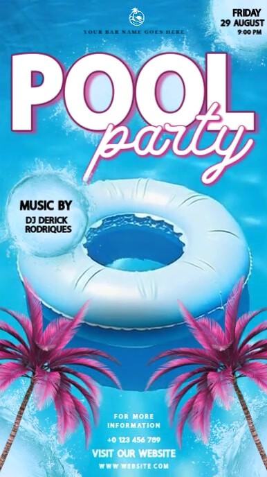Summer POOL party event square design template Indaba yaku-Instagram
