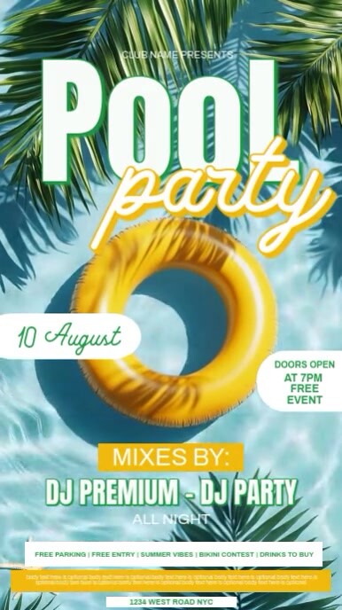 Summer POOL party event square design template | PosterMyWall
