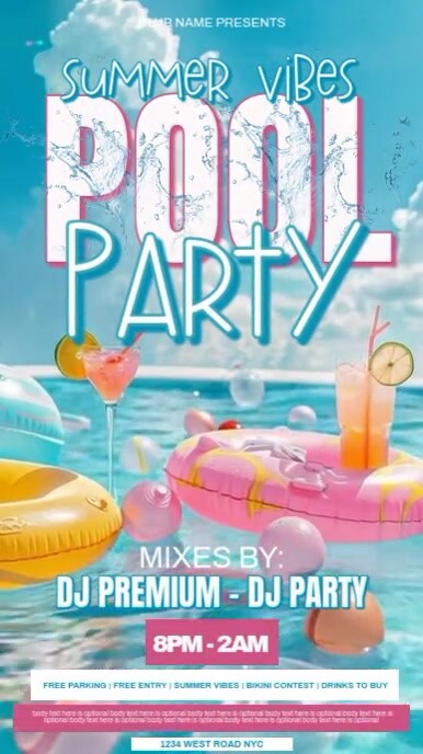 Summer POOL party event story design template | PosterMyWall