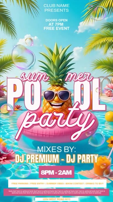 Summer pool party event story design template | PosterMyWall