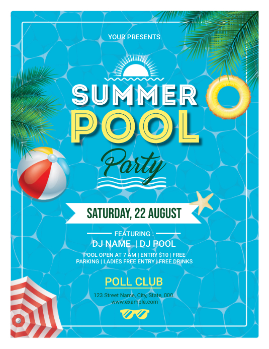 Summer Pool Party Flyer Template PosterMyWall
