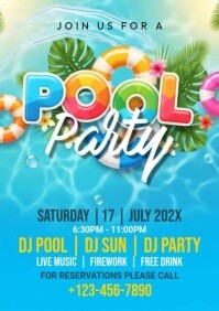 Summer Pool Party Flyer A4 template