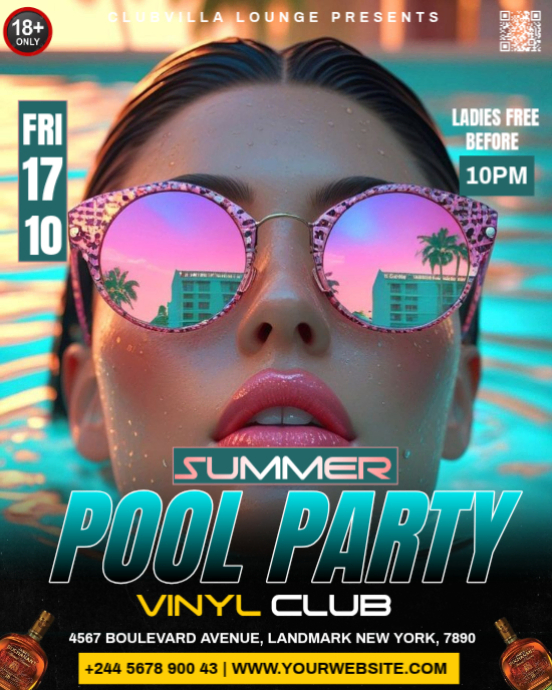 Summer pool party flyers Template | PosterMyWall