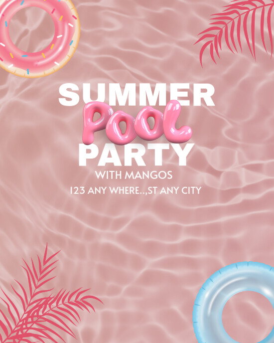 Summer Pool Party Invitation Template Instagram Portrait