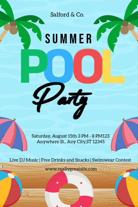 Copy of summer pool party pool party flyer | PosterMyWall