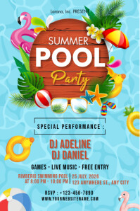 Summer Pool Party Poster Póster template
