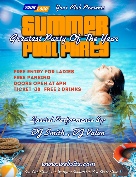 Summer pool party template design | PosterMyWall